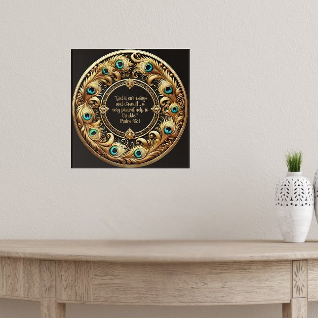 Poster Versos de Bíblia de Quadro de Folha de Peacock Esp (Criador carregado)