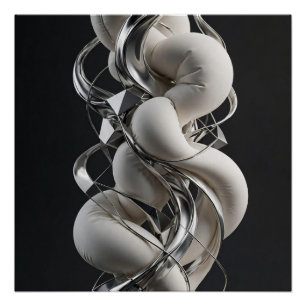 Póster Vertical Chrome Twist - Premium 3D Abstrato