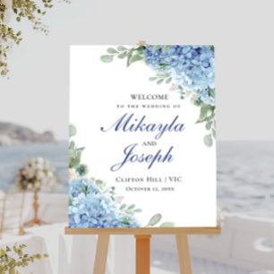 Poster Vertical de Boas-vindas do Hydrangea Azul S