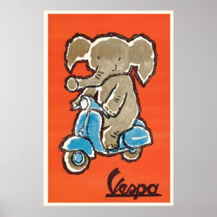 Poster Vespa Scooter Vintage 1954 Vespa Itália Publicidad