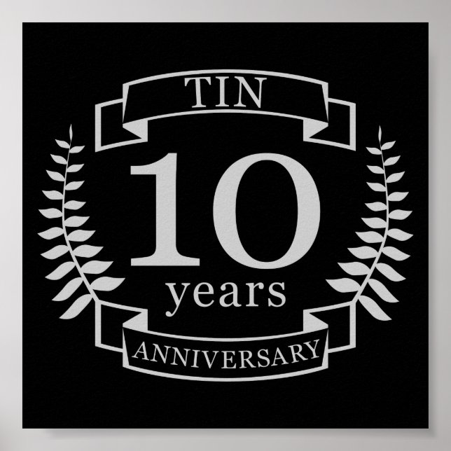 Poster Véspera de casamento tradicional de marfim 10 anos (Frente)