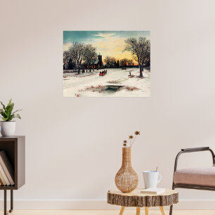 Poster Véspera de Natal, 1889, pintura de colheita,