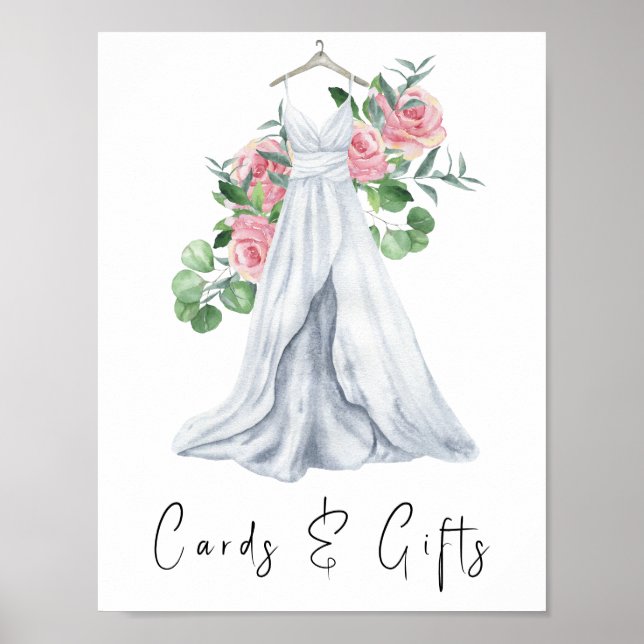 Poster Vestido de aquarela com flores - cartões e present (Frente)