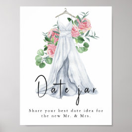 Poster Vestido de aquarela com flores - ideias noturnas