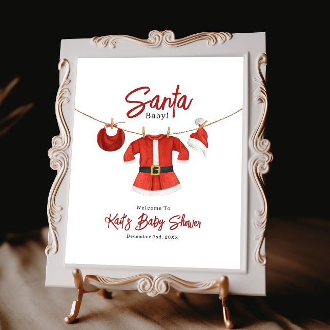 Poster Vestido de Menina para Chá de Bebê do Papai Noel B (Criador carregado)