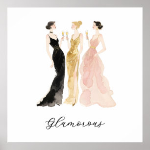 Poster Vestido de Noite Glamouroso para Senhoras Brinde T