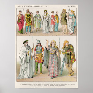 Póster Vestido dos Britânicos, do Gauls e dos alemães