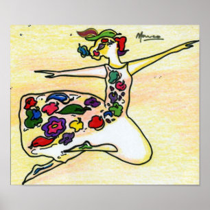 Póster Vestido floral de cor aquosa colorida Ballerina