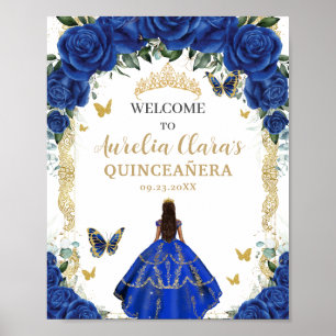 Poster Vestido Floral Real Quinceañera Vintage Dourado