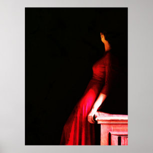 Poster Vestido Vermelho Elegante  Mulher Misteriosa nas S