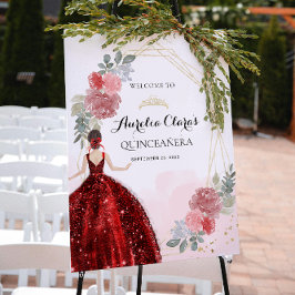 Poster Vestido Vermelho Quinceañera Geométrico