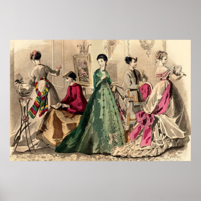 Póster Vestido Vitoriano Com Arco Rosa (Frente)