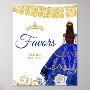Poster Vestidos Azuis Vermelhos Florais Quinceañera Favor