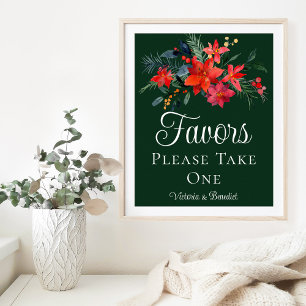 Poster Vestidos de Natal Floral Verde Elegante