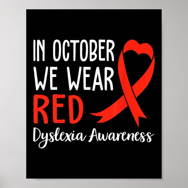 Poster Vestimos a consciência da dislexia vermelha Mês di (Frente)