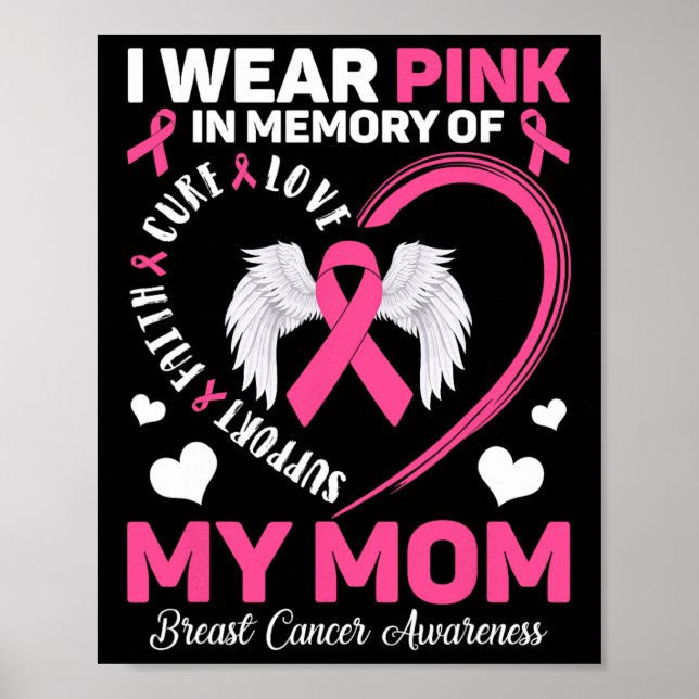 Poster Vestir Rosa Em Memória De Minha Mãe Cancer De Mama (Frente)