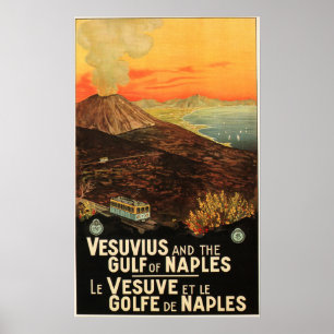Poster VESUVIUS e Golfo de Nápoles ENIT Itália Feriado