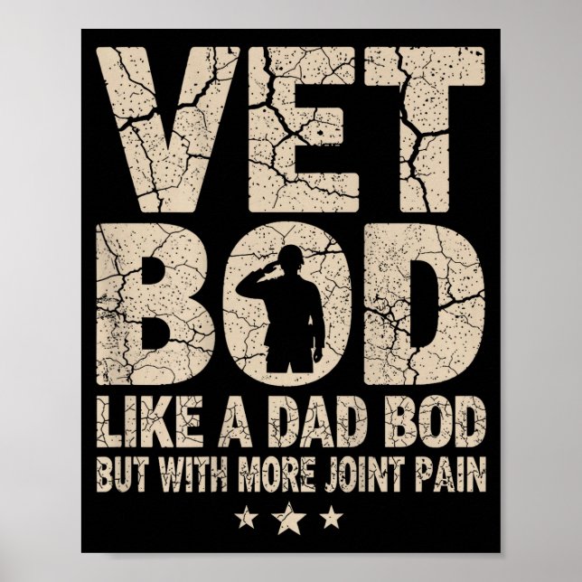 Poster Vet Bod Like A Dad Bod Funny Military Veteran Dad  (Frente)