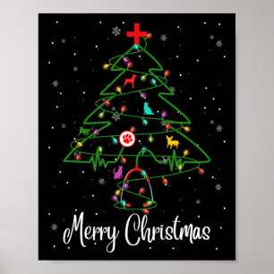 Poster Vet Tech Veterinarian Christmas Tree Feliz Christm