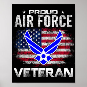 Poster Veterano Da Força Aérea Ordenado Com Bandeira Amer