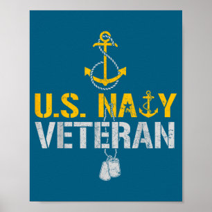 Poster Veterano naval patriótico dos EUA desde 1775 âncor