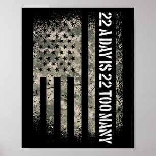 Poster Veterano Suicídio Sensibilização Usa Bandeira 22 A