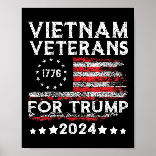 Poster Veteranos do Vietnã Para Trump 2025 Bandeira Ameri
