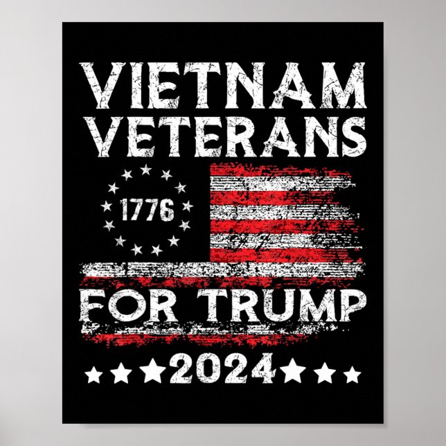Poster Veteranos do Vietnã Para Trump 2025 Bandeira Ameri (Frente)