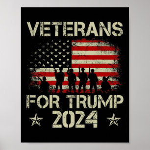 Poster Veteranos Para Trump 2024 Bandeira Americana 4 De