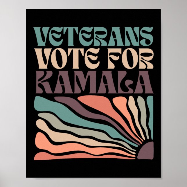 Poster Veteranos Votam Harris 2024 Eleição Kamala Harris  (Frente)