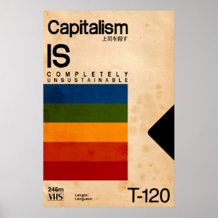 Poster VHS Retro Vaporwave Anticapitalismo de Paródia Po