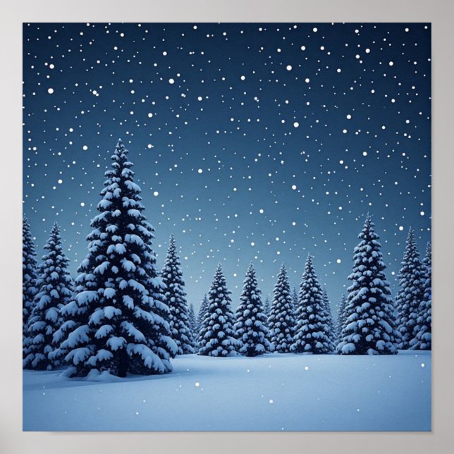 Poster Via Láctea Acima de Picos Nevados (Frente)