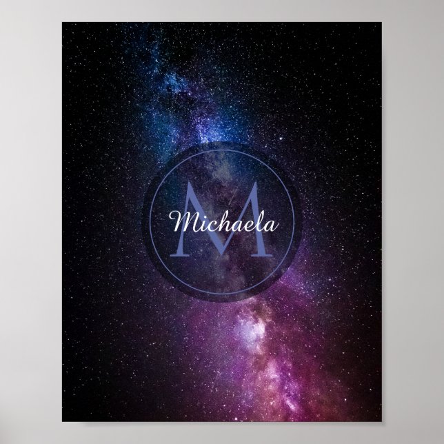 Poster Via Látea, cores brilhantes, monograma personalizá (Frente)