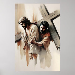 Poster Via-Sacra Simão de Cirene Ajuda Jesus