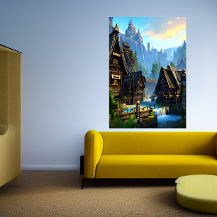 Poster Viagem à cachoeira e à montanha   Arte AI