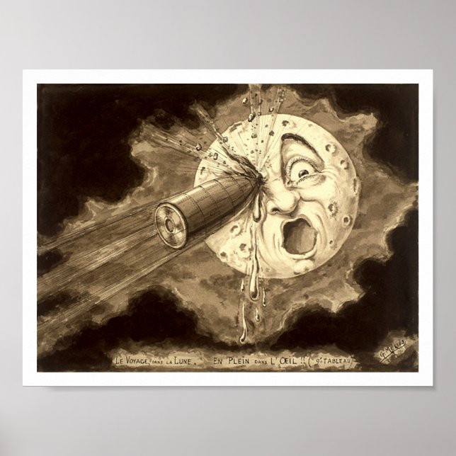 Póster Viagem à ilustração da Lua de 1902 (Frente)