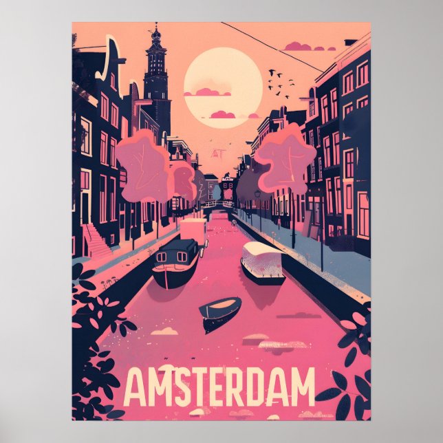 Poster Viagem Ad Art de Amsterdã (Frente)
