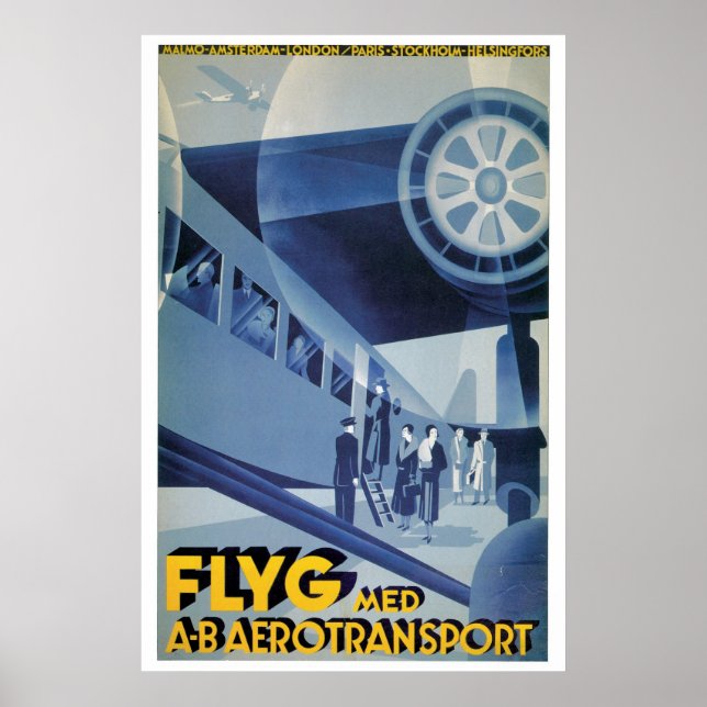 Poster Viagem Ad da Vintage Swedish Airlines (ABA) (Frente)