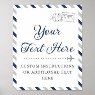 Poster Viagem Airline Airplane Baby Chá de panela Wedding