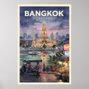 Poster Viagem Antiga Banguecoque Tailândia