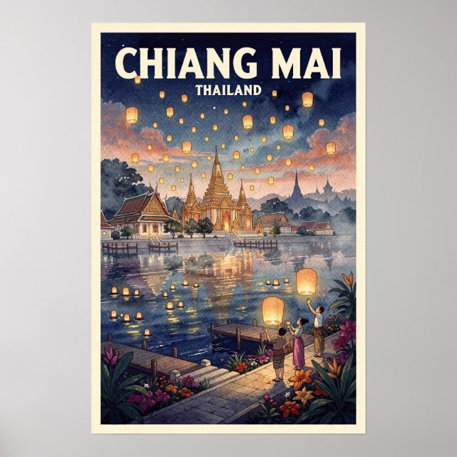 Poster Viagem Antiga Chiang Mai Tailândia (Frente)