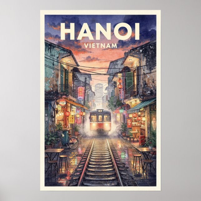 Poster Viagem Antiga Hanoi Vietnã (Frente)