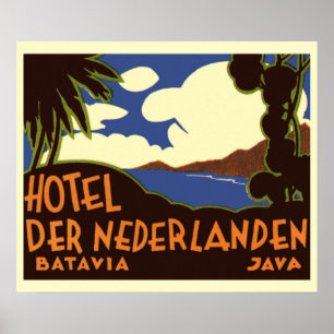 Póster Viagem Antiga Jacarta Indonésia Hotel Nederlanden