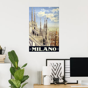 Poster Viagem Antiga Milano Itália Catedral Gótica Duomo