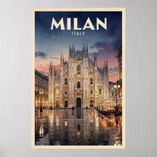 Poster Viagem Antiga Milão Itália