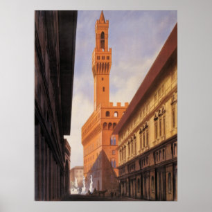 Póster Viagem Antiga, Palazzo Vecchio, Florença, Itália
