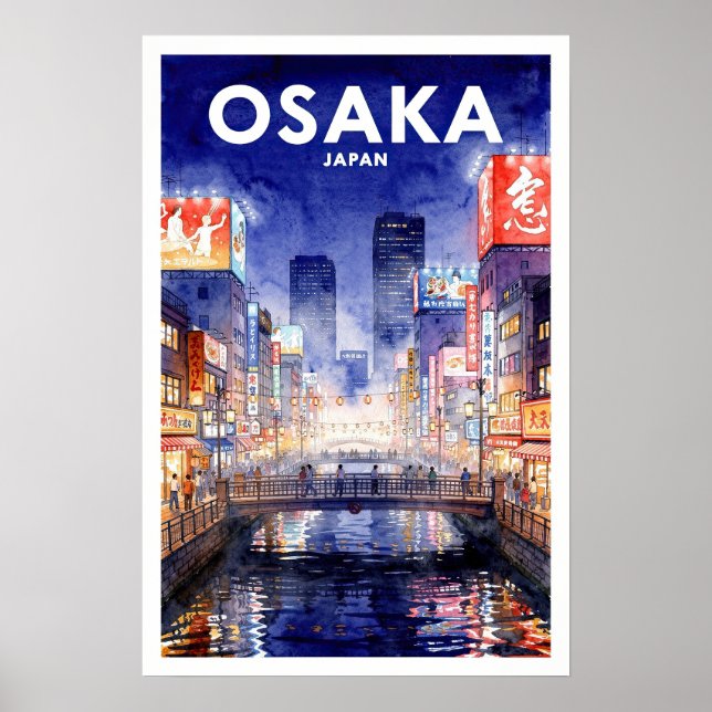 Poster Viagem Antiga para Osaka Japão (Frente)