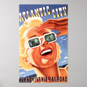 Poster Viagem Antigo Caminho de Ferro da CIDADE ATLÂNTICA