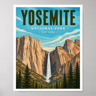 Poster Viagem ao Parque Nacional de Yosemite Vintage