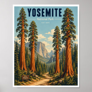 Poster Viagem ao Parque Nacional de Yosemite Vintage